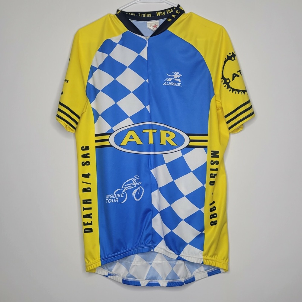 Aussie Men Size L Cycling Jersey Short Sleeve 1/2 Zip